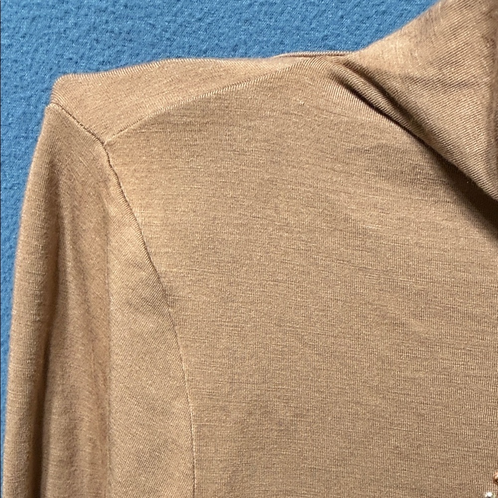 Patrizia Pepe Open Back Long-Sleeve Turtleneck Top in Brow withEmbellished Front - Picture 5 of 16
